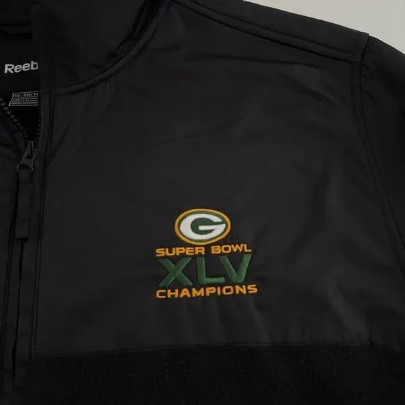 GREEN BAY PACKERS REEBOK SUPER BOWL XLV CHAMPIONS FLEECE JACKET XL EXTRA LARGE - Picture 2 of 6